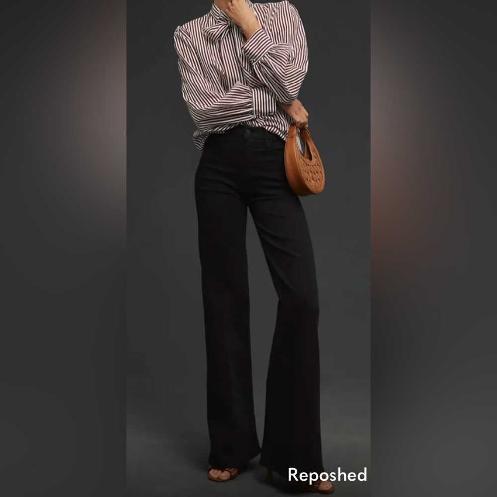 MOTHER Black Flare Wide Leg Jeans